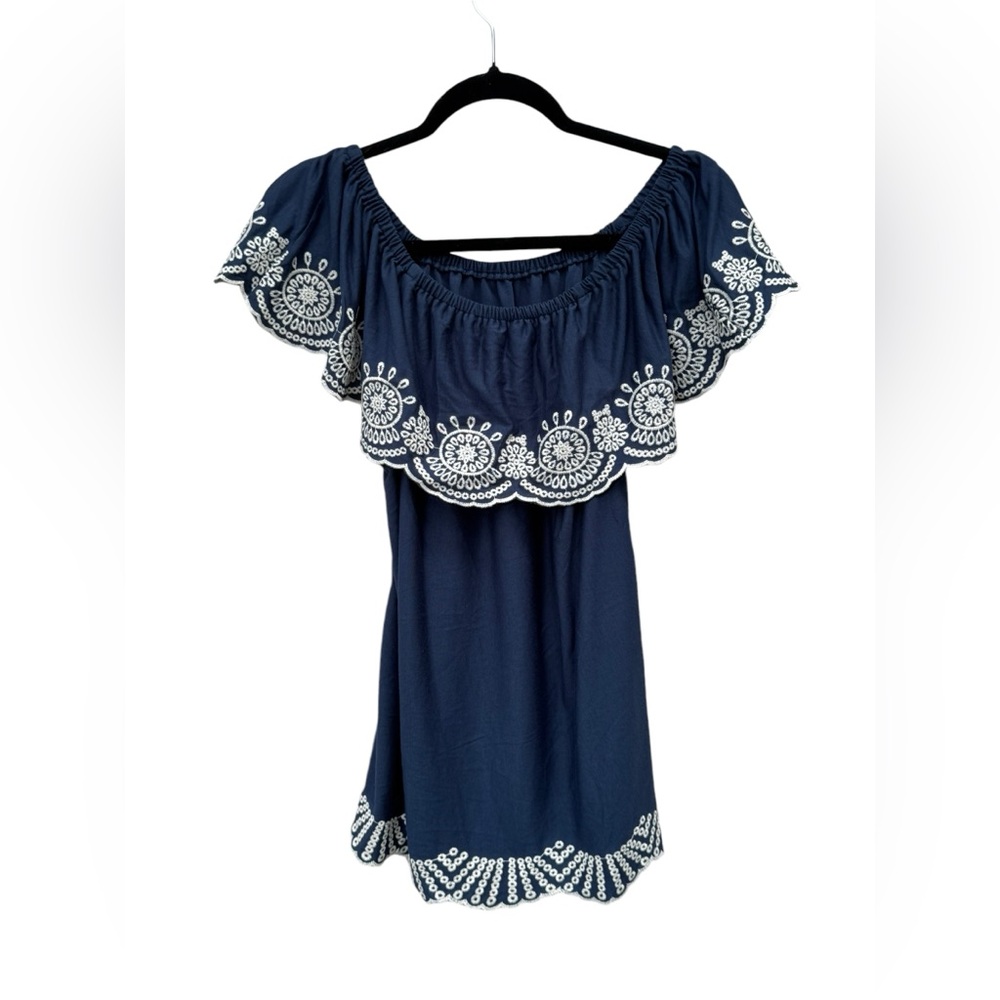 Fever Navy Blue Off Shoulder Blouse size Medium - Picture 8 of 8